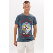 S-Ponder Erkek Los Pollos Hermanos Baskılı Bisiklet Yaka Yıkamalı Kumaş %100 Pamuklu Tişört