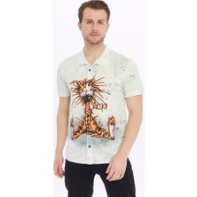 S-Ponder  Desenli Bütünleşen Tasarım Erkek Gömleği – %100 Polyester