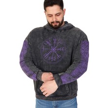 S-Ponder Erkek "shoulder Vıkıng" Baskılı Kapüşonlu Hoodie  %100 Pamuklu Uzun Kollu