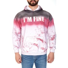 S-Ponder Erkek Rahat Kalıp Streetwear Renk Geçişli "ı'm Fıne" Baskılı Kapüşonlu Hoodie