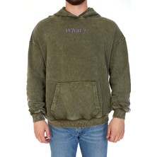 S-Ponder Erkek "what??" Baskılı Kapüşonlu Hoodie  %100 Pamuklu Uzun Kollu