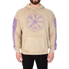 S-Ponder Erkek "shoulder Vıkıng" Baskılı Kapüşonlu Hoodie  %100 Pamuklu Uzun Kollu