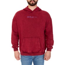 S-Ponder Erkek "what??" Baskılı Kapüşonlu Hoodie  %100 Pamuklu Uzun Kollu