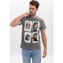 S-Ponder Erkek Dört Usta Tasarımlı Bisiklet Yaka %100 Pamuklu Tişört