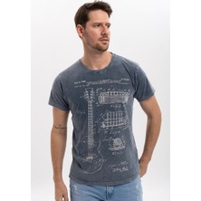 S-Ponder Erkek Gitarın Matematiği Tasarımlı Bisiklet Yaka %100 Pamuklu Tişört