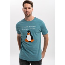 S-Ponder Erkek Sudo Tasarımlı Bisiklet Yaka %100 Pamuklu Tişört