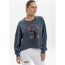S-Ponder Kadın Ruh Ağacıi Tasarımlı Sweatshirt %100 Pamuklu Uzun Kollu