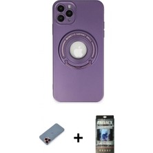 İlk El Grup Ieg™ iPhone 12 Pro Eksen Klasik Prime - Siyah 34D Hayalet Izgaralı Cam + Kırmızı Metal Kamera Lens Koruma Cam