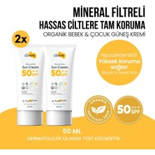 Clooe Organik Sertifikalı Hipoalerjenik Mineral Filtreli Suya Dayanıklı Yüksek Korumalı 2'li Bebek ve Çocuk Güneş Kremi Seti