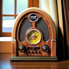 Durukar® Orta Boy Kubbe Model Retro Ahşap Tasarım Bluetooth Hoparlörlü Radyo – Fm/am Destekli, Şarjlı ve Taşınabilir Radyo NS-7061