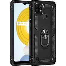 Cosmos E-Ticaret Realme C21 Kılıf Sofya Yüzüklü Kapak - Siyah