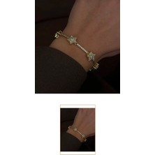 Gold Yıldız Detaylı Taşlı Bileklik