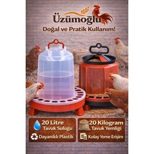 Üzümoğlu 20KG Yemlik ve 20LT Suluk 2'li Set Tavuk Güvercin Kaz Hindi Bıldırcın Yemlik Suluk