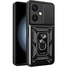 Vivo Y27 Kılıf Pars Lens Yüzüklü - Siyah
