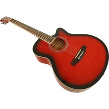 Segovia SGA40RB Cutaway Akustik Gitar Ihlamur Ön Kapak Kırmızı Renk Türkiye Menşeli
