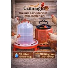 Üzümoğlu 10KG Yemlik ve 10LT Suluk 2'li Set Tavuk Civciv Güvercin Bıldırcın Kaz Hindi Ördek Suluk Yemlik Set