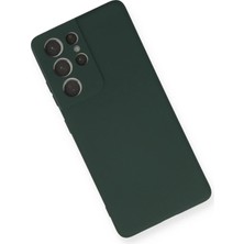 DS LLC Ieg™  Samsung Galaxy S21 Ultra Kılıf Nano Içi Kadife Silikon - Koyu Yeşil