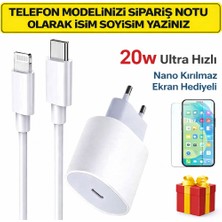 Astakos iPhone Uyumlu 25W Pd Hızlı Şarj Aleti Lightning Kablo Dahil Type-C Hızlı Şarj Cihazı+Kırılmaz Ekran