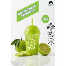 Muf Home Fresh Yaz Tasarımlı Meyve Konseptli Kapaklı Pipetli Bardak 450 ml - Bpa Free