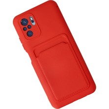 DS LLC Ieg™  Xiaomi Redmi Note 10S Kılıf Kelvin Kartvizitli Silikon - Kırmızı