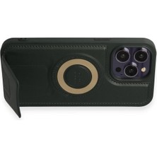 DS LLC Ieg™  Iphone 14 Pro Kılıf Merkür Magneticsafe Standlı Kapak - Koyu Yeşil