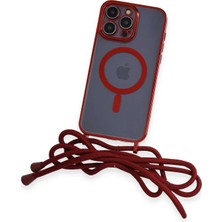 DS LLC Ieg™  Iphone 13 Pro Max Kılıf Divo Lazer Askılı Magsafe Kapak - Kırmızı