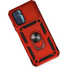 DS LLC Ieg™  Xiaomi Redmi Note 10 Kılıf Pars Lens Yüzüklü Silikon - Kırmızı