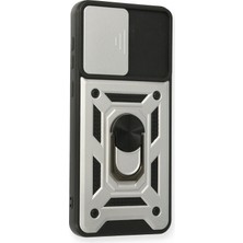 DS LLC Ieg™  Samsung Galaxy A02 Kılıf Pars Lens Yüzüklü Silikon - Gümüş