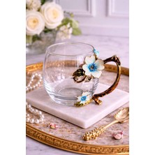 Rossev Dekoratif Cam Kupa Flore Spring-Metal Kulplu 200ML