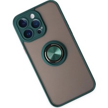 DS LLC Ieg™  Iphone 14 Pro Max Kılıf Montreal Yüzüklü Silikon Kapak - Yeşil