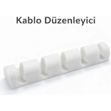 Mottopi Kıvrımlı Kablo Düzenleyici Kablo Tutucu Kablo Masaya Sabitleyici Yapışkanlı USB Type-C Kablo Düzenleyici Kablo Tutucu Kablo Sabitleyici-Beyaz