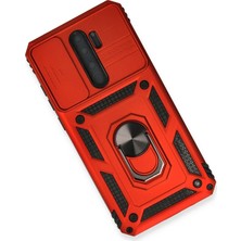 DS LLC Ieg™  Xiaomi Redmi Note 8 Pro Kılıf Pars Lens Yüzüklü Silikon - Kırmızı