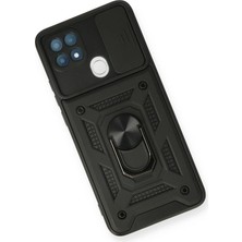 DS LLC Ieg™  Oppo A15 Kılıf Pars Lens Yüzüklü Silikon - Siyah