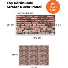 KnB Duvar Paneli ve Söve Incetaş Görünümlü  Strafor Duvar Paneli (12'li Paket)