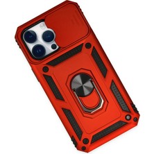 DS LLC Ieg™  Iphone 14 Pro Max Kılıf Pars Lens Yüzüklü Silikon - Kırmızı