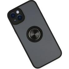 DS LLC Ieg™  Iphone 14 Kılıf Montreal Yüzüklü Silikon Kapak - Siyah