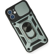 DS LLC Ieg™  Iphone 12 Mini Kılıf Pars Lens Yüzüklü Silikon - Yeşil