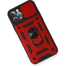 DS LLC Ieg™  Iphone 12 Pro Kılıf Pars Lens Yüzüklü Silikon - Kırmızı