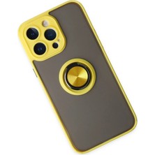 DS LLC Ieg™  Iphone 14 Pro Max Kılıf Montreal Yüzüklü Silikon Kapak - Sarı