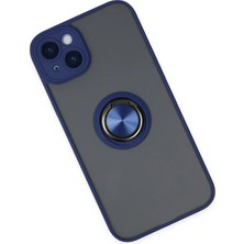 DS LLC Ieg™  Iphone 14 Kılıf Montreal Yüzüklü Silikon Kapak - Lacivert