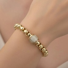 Stil Incisi/xupıng Jewelry Ortası Yuvarlak Zirkon Taşlı Bileklik