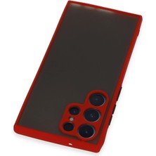 DS LLC Ieg™  Samsung Galaxy S22 Ultra Kılıf Montreal Silikon Kapak - Kırmızı