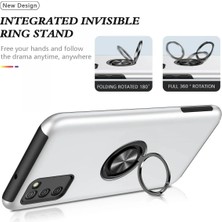 DS LLC Ieg™  Samsung Galaxy A02S Kılıf Elit Yüzüklü Kapak - Gümüş