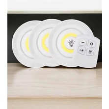 DS LLC Spot Lamba LED Işık 3'lü Uzaktan Kumandalı Pilli Yapışkanlı Kablosuz