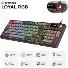 Rampage Loyal Gri/siyah USB Hot Swap Rgb Red Switch Mekanik Gaming Oyuncu Klavye