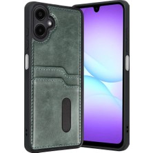 DS LLC Samsung Galaxy A07 4g Sara Kartvizitli Deri Kılıf - Yeşil