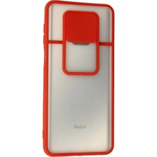 DS LLC Ieg™  Xiaomi Redmi Note 9 Pro Kılıf Palm Buzlu Kamera Sürgülü Silikon - Kırmızı