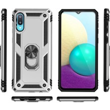 DS LLC Ieg™  Samsung Galaxy A02 Kılıf Sofya Yüzüklü Silikon Kapak - Gümüş