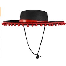 DS LLC Kırmızı Ponponlu Siyah Renk Çocuk Ispanyol Şapkası