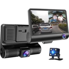 DS LLC Araç Içi Kamera Gece Görüşlü 3 Kameralı 4 Inç 1080P Yol Kayıt Kamerası Geri Vites
